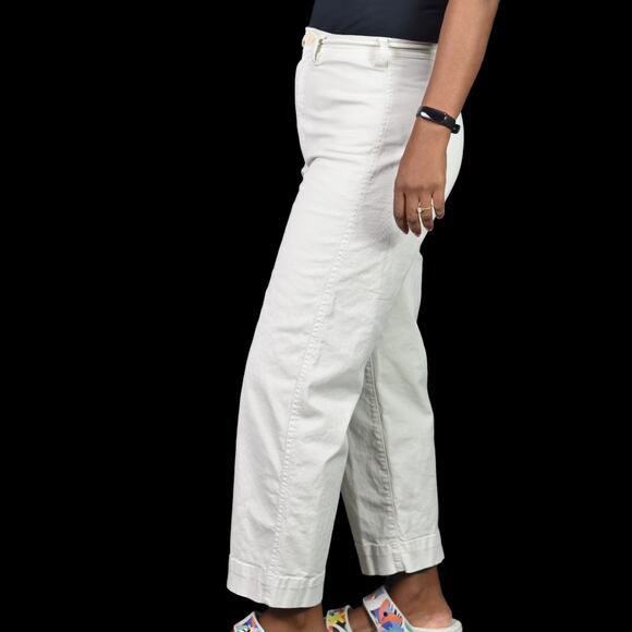 Marine Layer Bridget Pants Beige Wide Leg Cropped Khaki High Waist Chino Size 4 - Picture 3 of 14